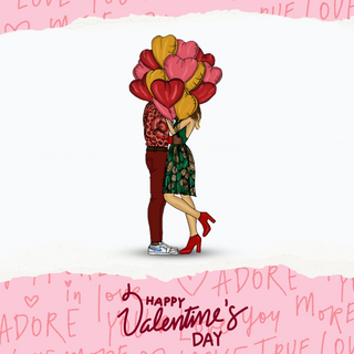 Happy Valentine's Day Balloons Interracial couple 1