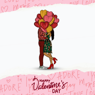 Happy Valentine's Day Balloons Interracial couple